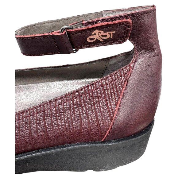 OTBT Scamper Burgundy Leather Ankle Strap Wedge Loafers - Picture 4 of 10
